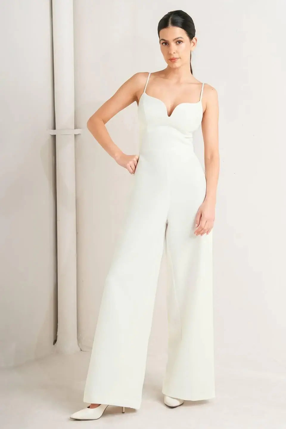 PRISTINE EDGE OFF WHITE WOVEN JUMPSUIT - Flying Tomato - Flyclothing LLC