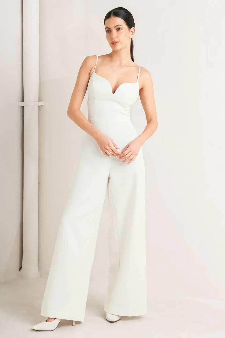PRISTINE EDGE OFF WHITE WOVEN JUMPSUIT - Flying Tomato - Flyclothing LLC