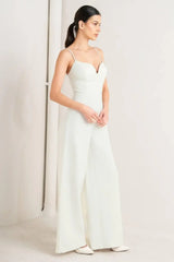 PRISTINE EDGE OFF WHITE WOVEN JUMPSUIT - Flying Tomato - Flyclothing LLC