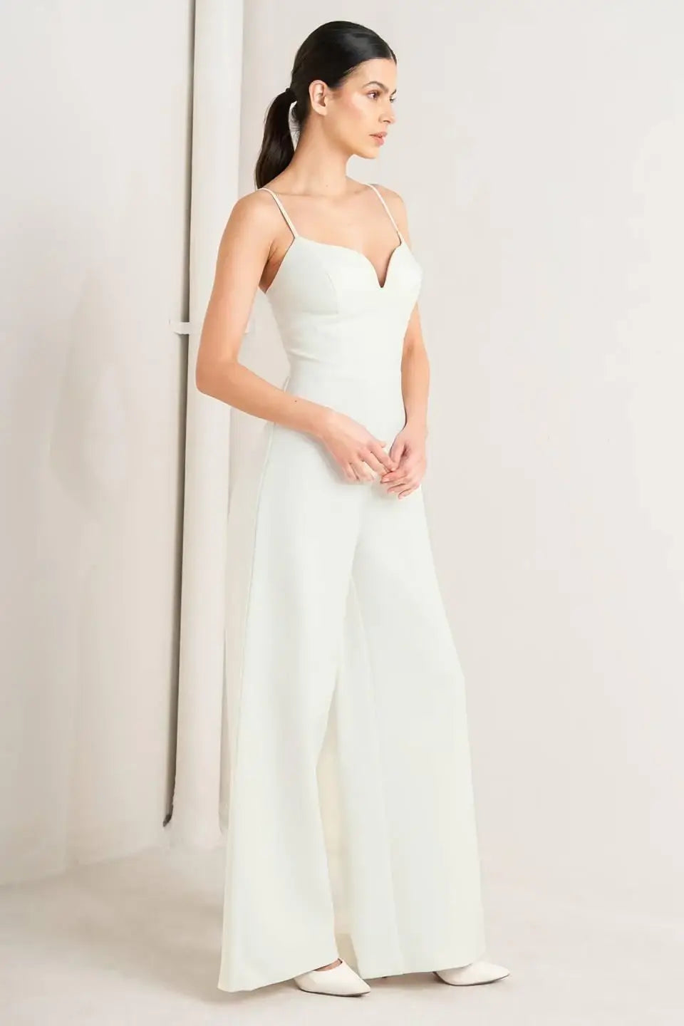 PRISTINE EDGE OFF WHITE WOVEN JUMPSUIT - Flying Tomato - Flyclothing LLC