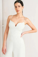 PRISTINE EDGE OFF WHITE WOVEN JUMPSUIT - Flying Tomato - Flyclothing LLC