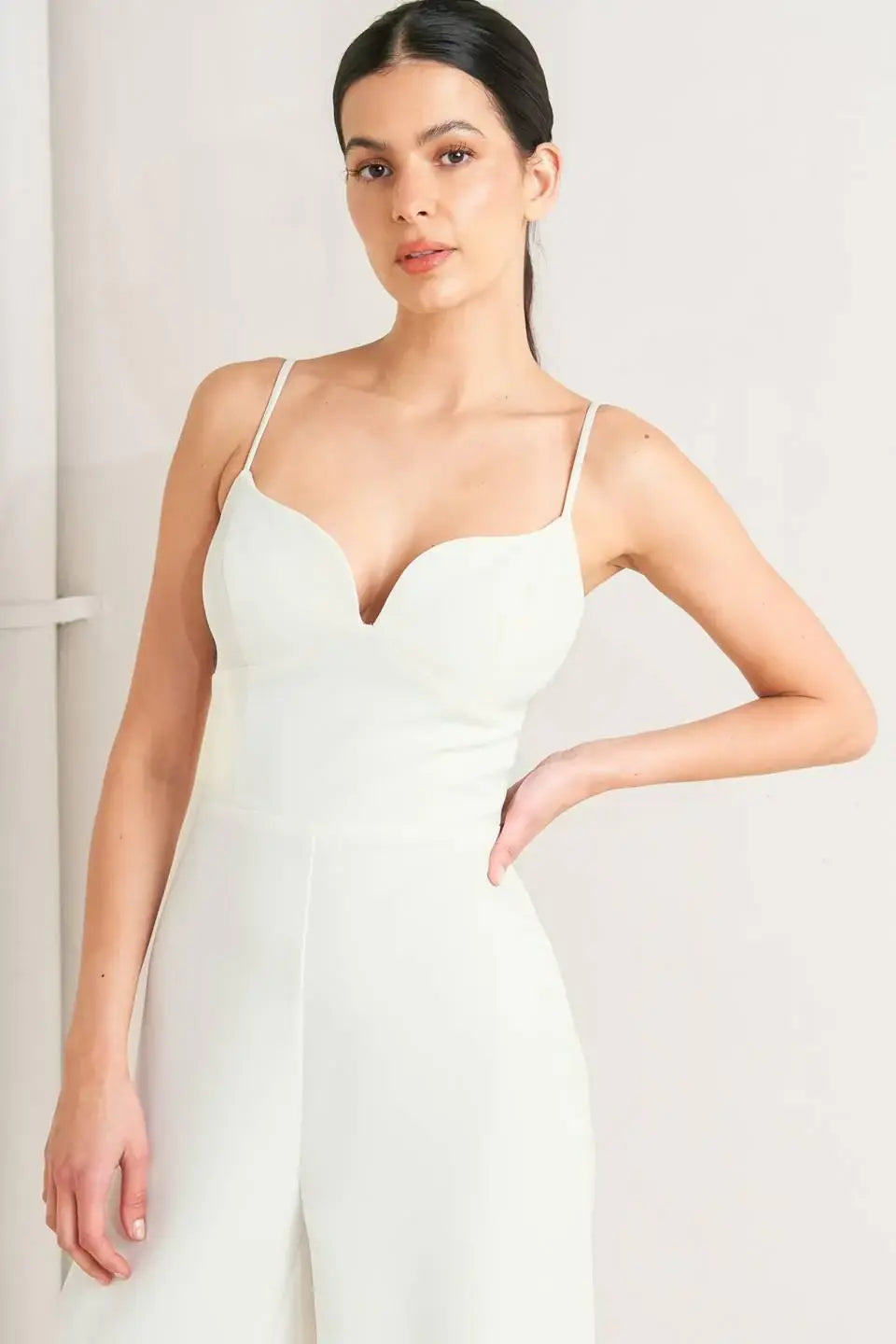 PRISTINE EDGE OFF WHITE WOVEN JUMPSUIT - Flying Tomato - Flyclothing LLC