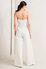 PRISTINE EDGE OFF WHITE WOVEN JUMPSUIT - Flying Tomato - Flyclothing LLC