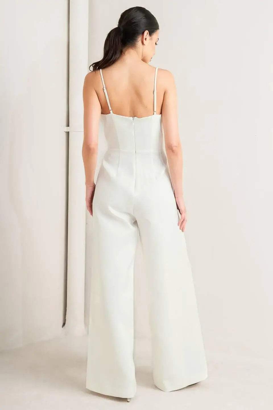 PRISTINE EDGE OFF WHITE WOVEN JUMPSUIT - Flying Tomato - Flyclothing LLC