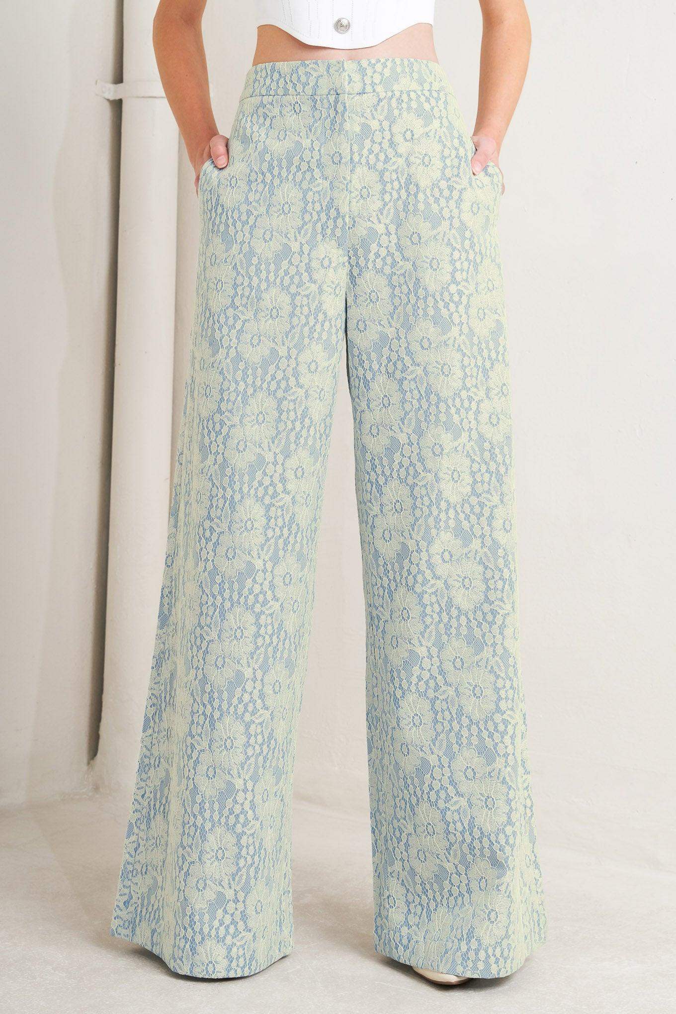 EASY ELEGANCE WOVEN LACE PANTS - Flying Tomato - Flyclothing LLC