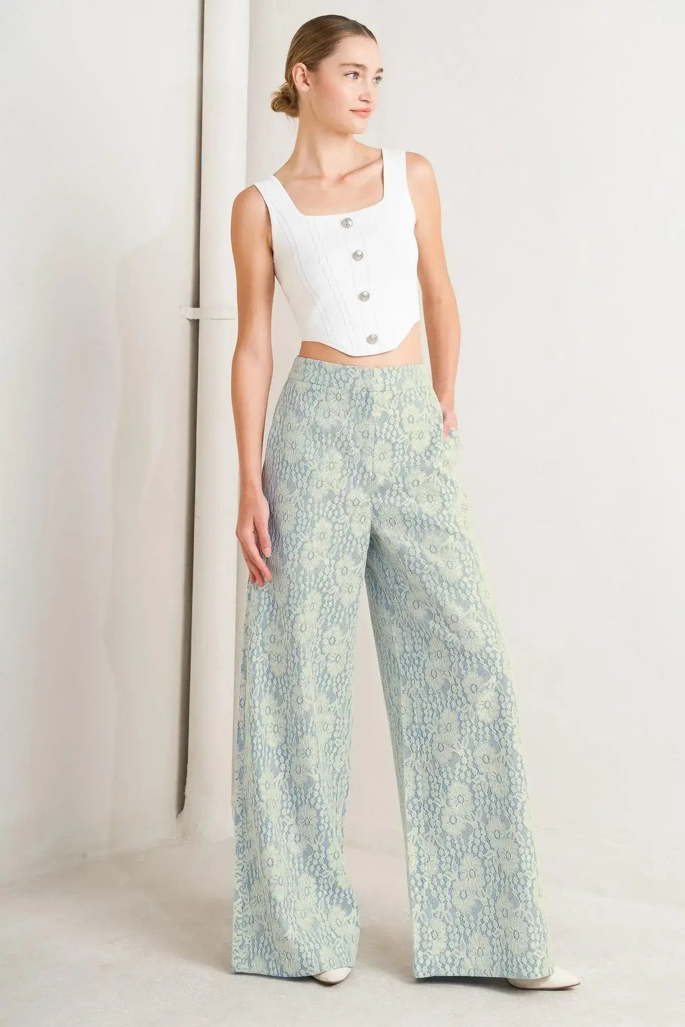 EASY ELEGANCE WOVEN LACE PANTS - Flying Tomato - Flyclothing LLC