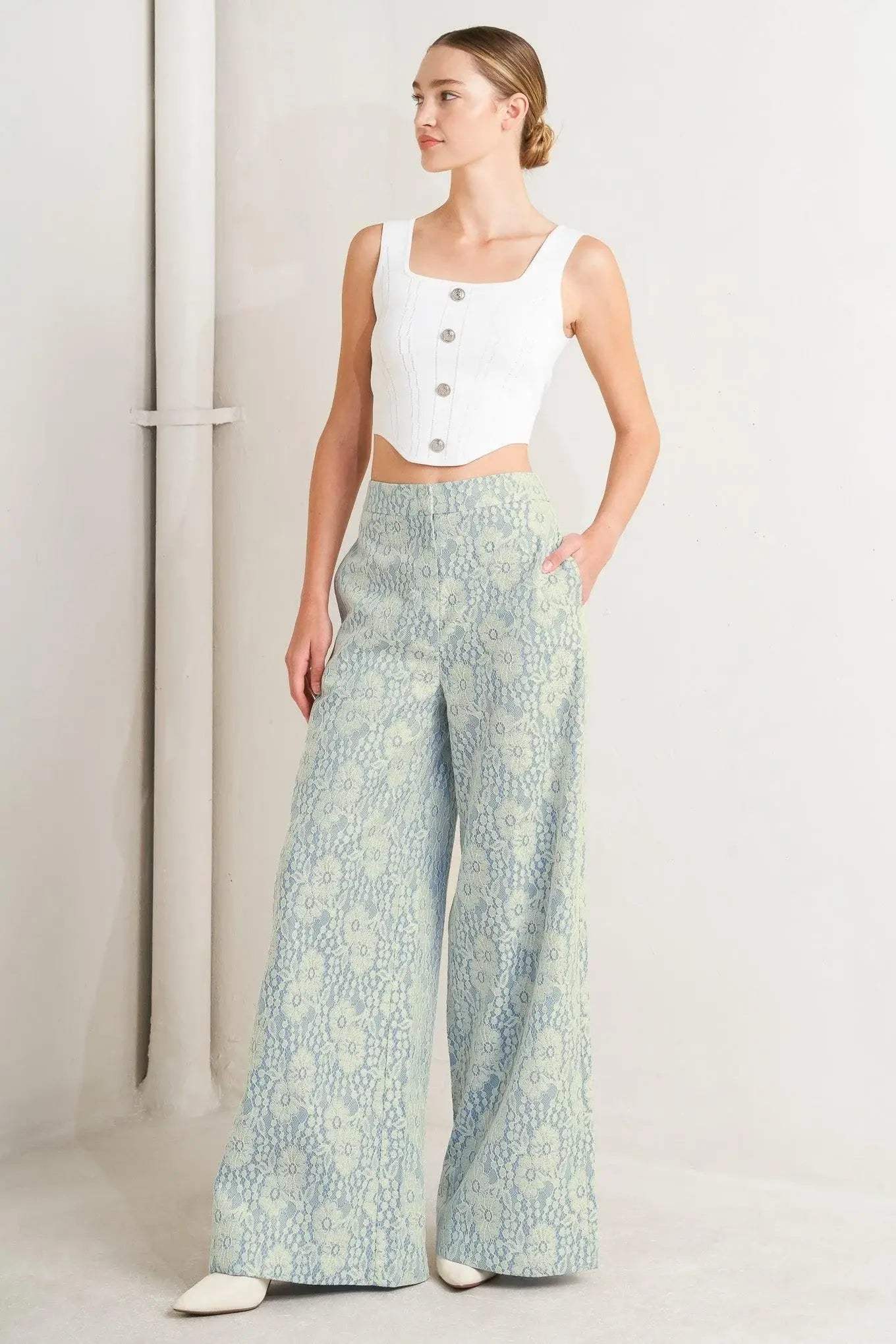 EASY ELEGANCE WOVEN LACE PANTS - Flying Tomato - Flyclothing LLC