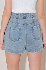 SUNLIT DENIM MOMENT SHORTS - Flying Tomato - Flyclothing LLC