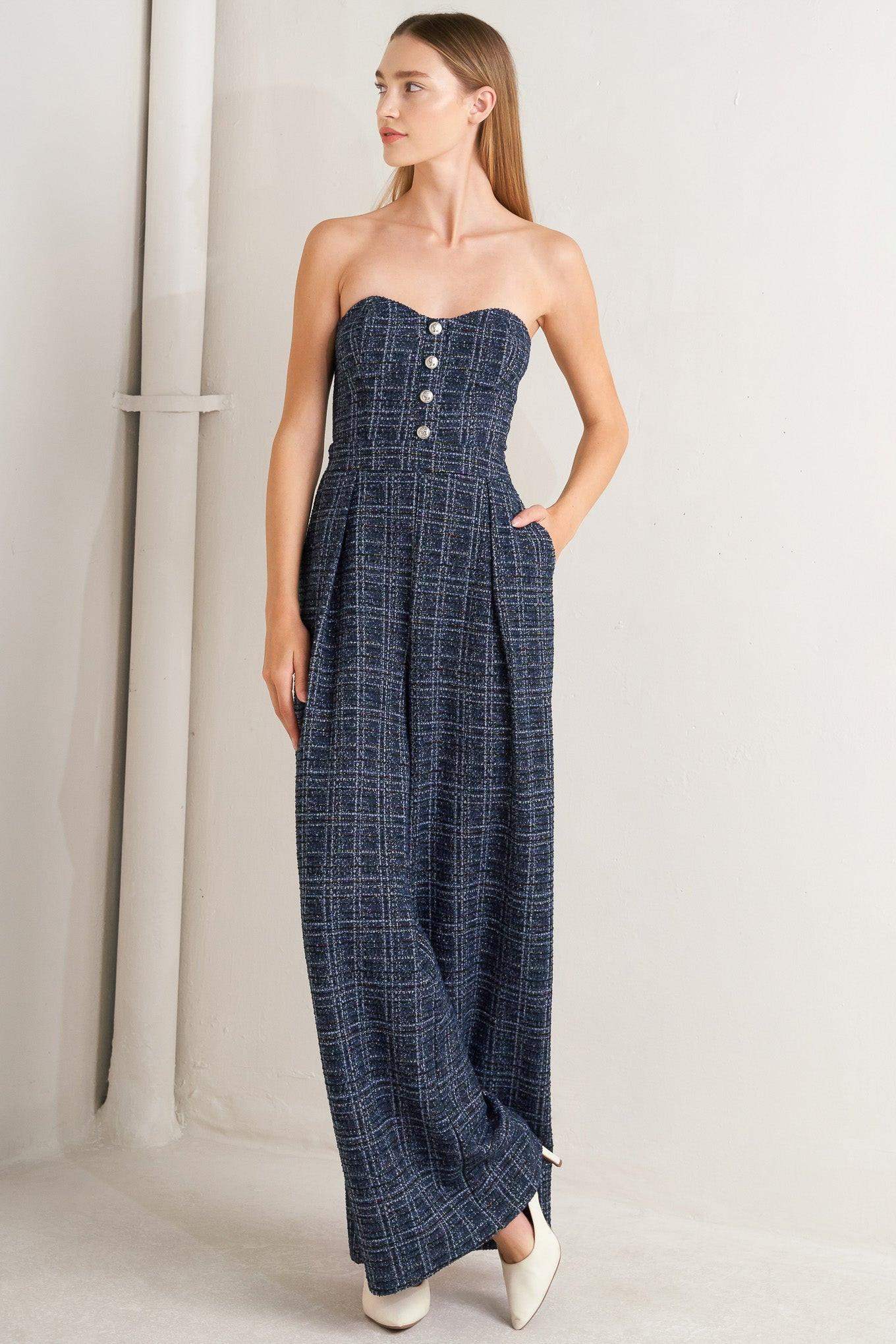 ELEGANT PARTY TWEED JUMPSUIT - Flying Tomato - Flyclothing LLC