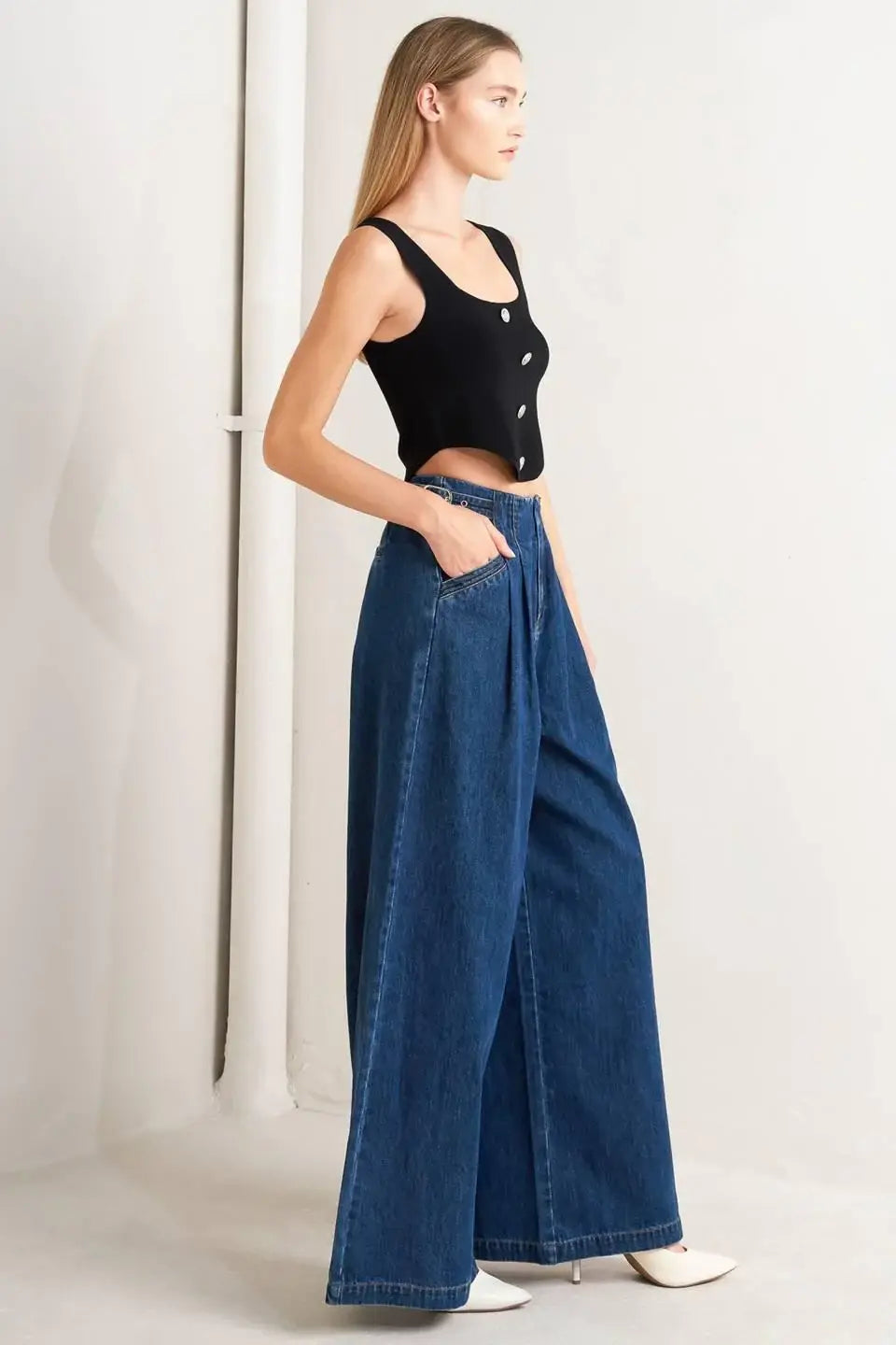 SHARP FEMININITY DENIM PANTS - Flying Tomato - Flyclothing LLC
