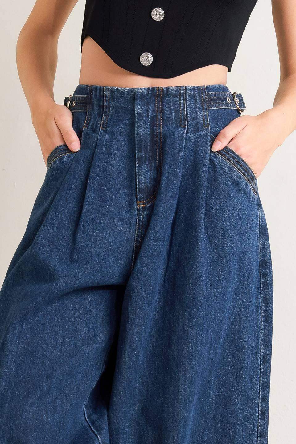 SHARP FEMININITY DENIM PANTS - Flying Tomato - Flyclothing LLC