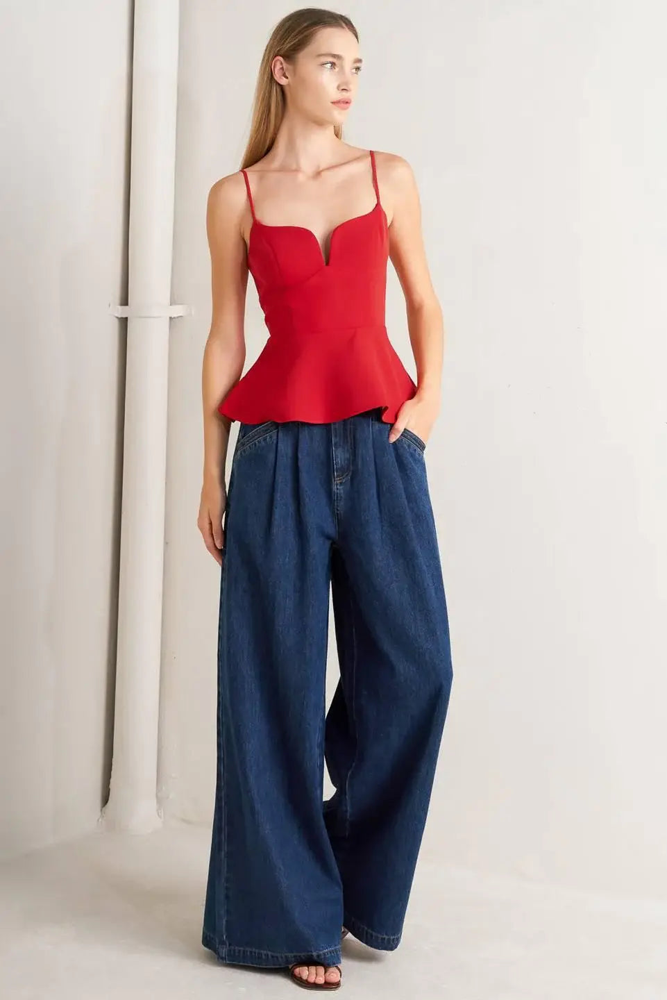 SHARP FEMININITY DENIM PANTS - Flying Tomato - Flyclothing LLC