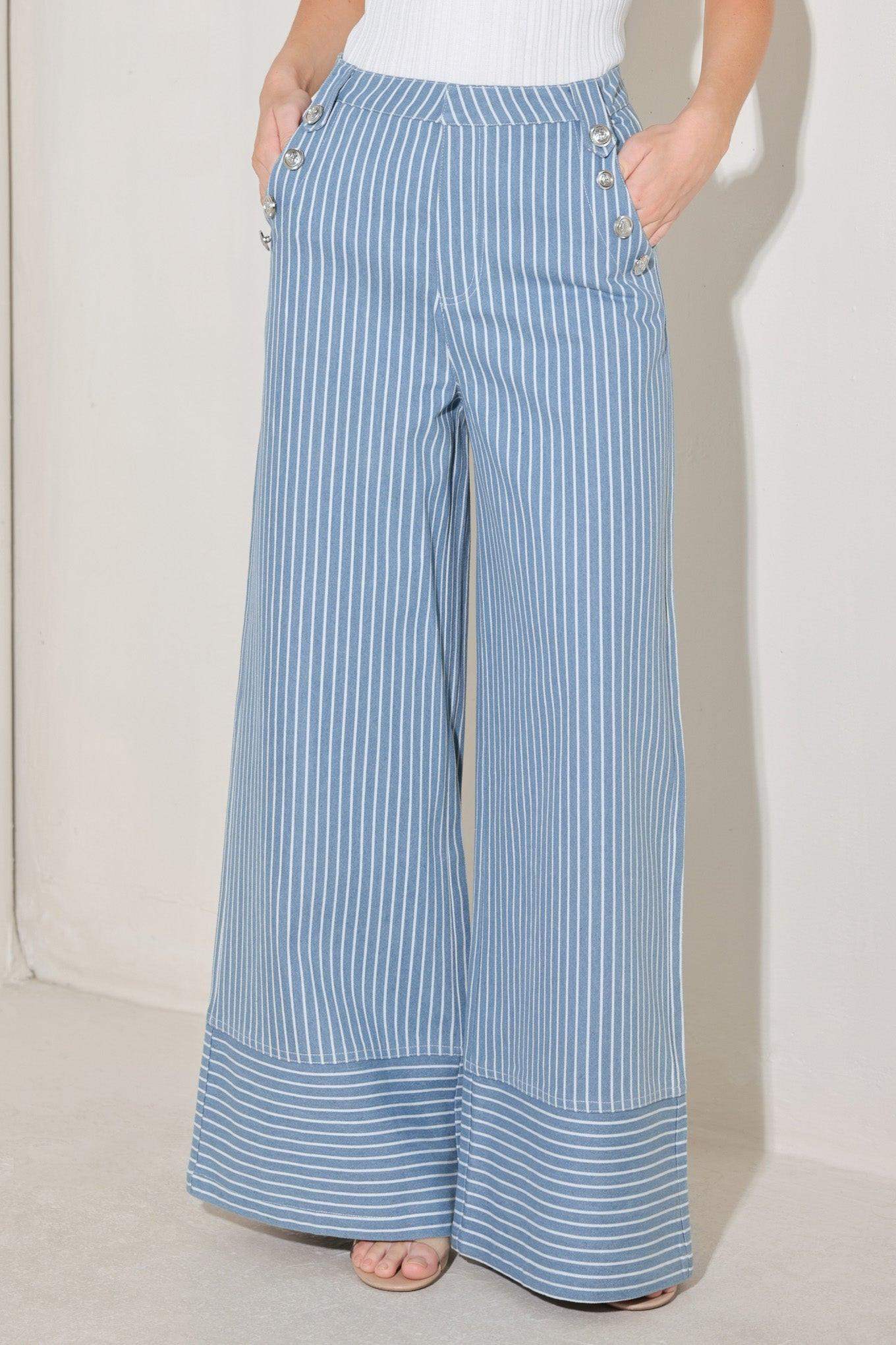 PINSTRIPE PRESTIGE WOVEN PANTS - Flying Tomato - Flyclothing LLC