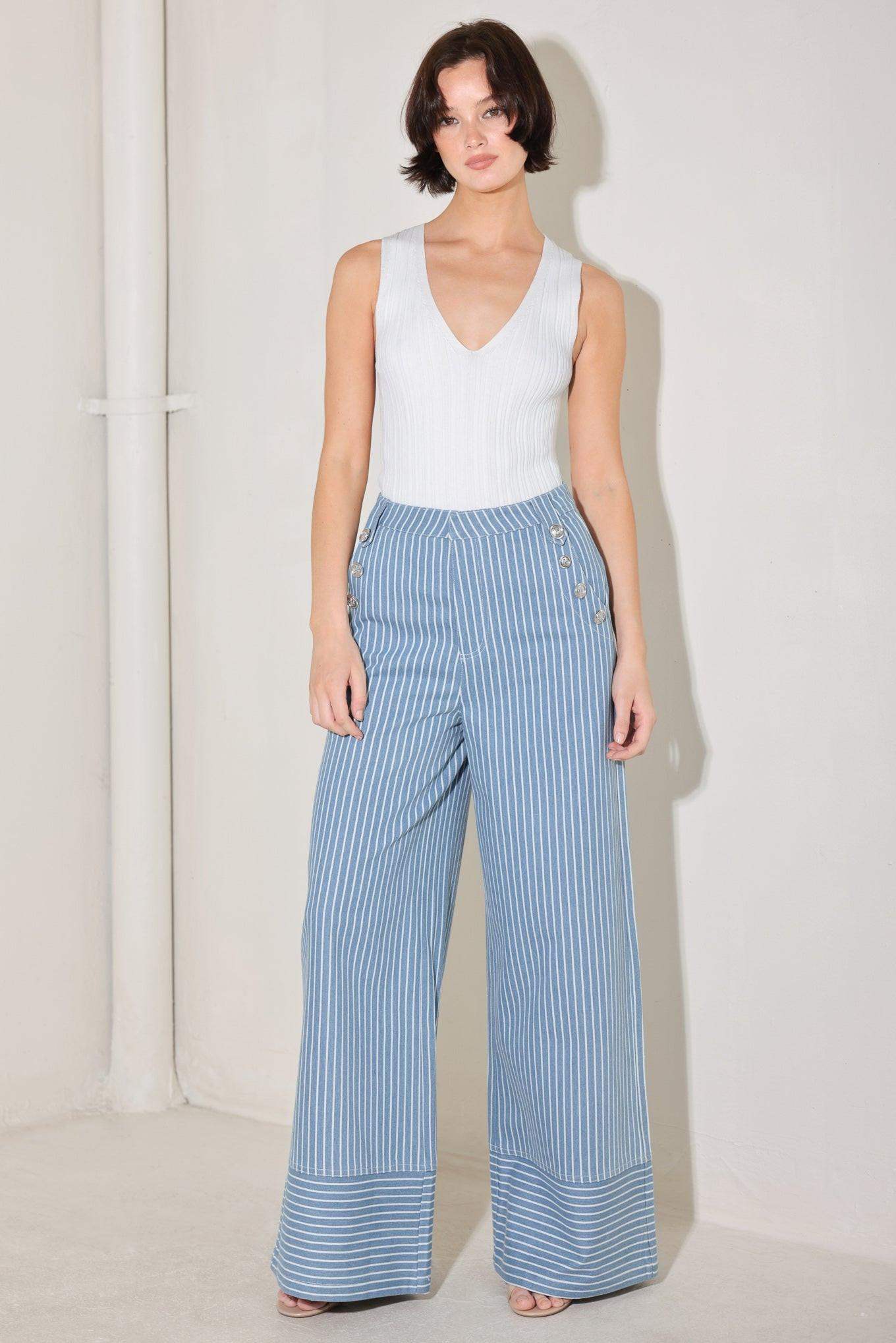 PINSTRIPE PRESTIGE WOVEN PANTS - Flying Tomato - Flyclothing LLC