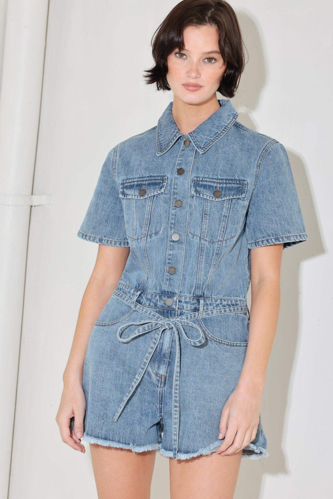 LAIDBACK LUXE DENIM ROMPER - Flying Tomato - Flyclothing LLC