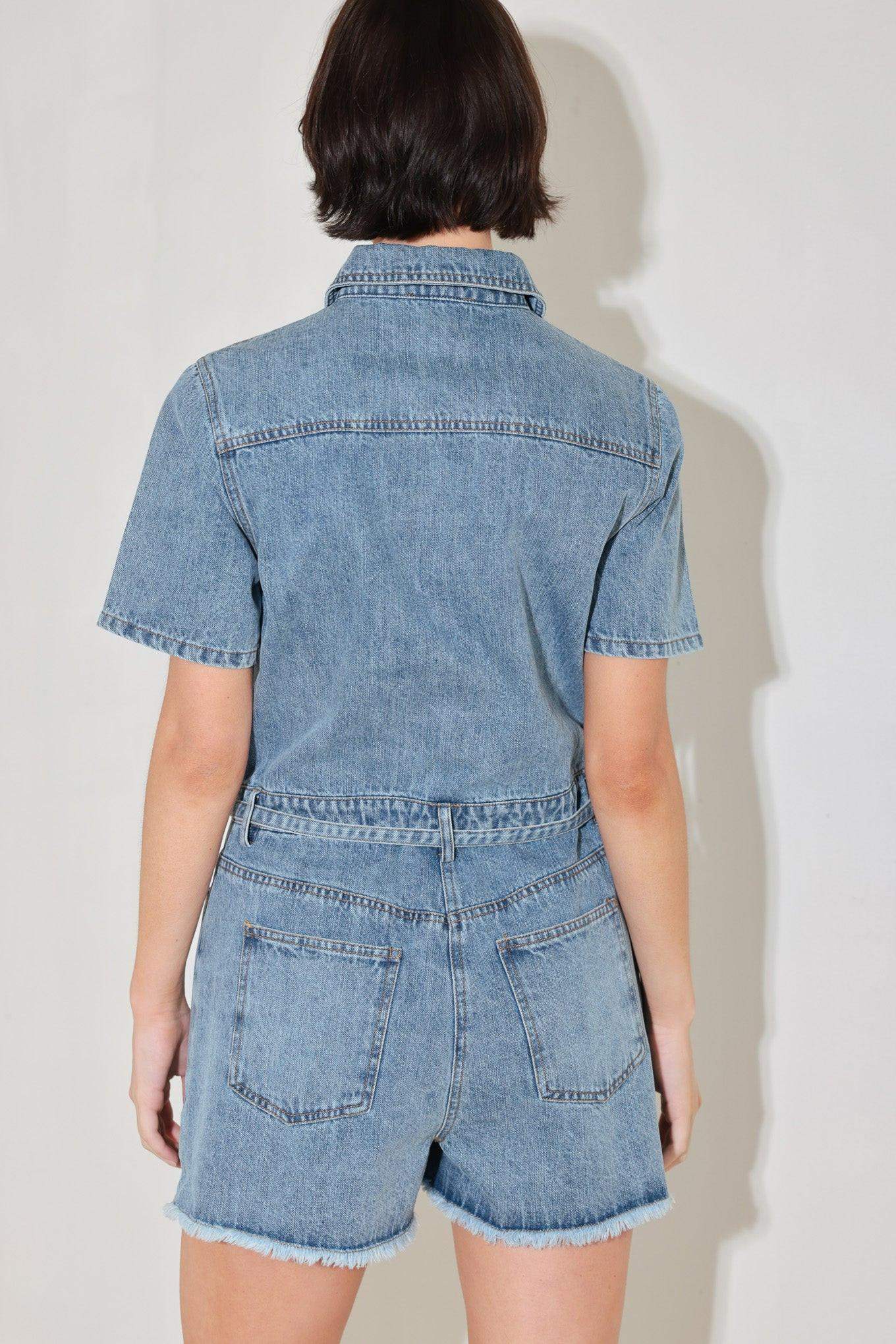 LAIDBACK LUXE DENIM ROMPER - Flying Tomato - Flyclothing LLC