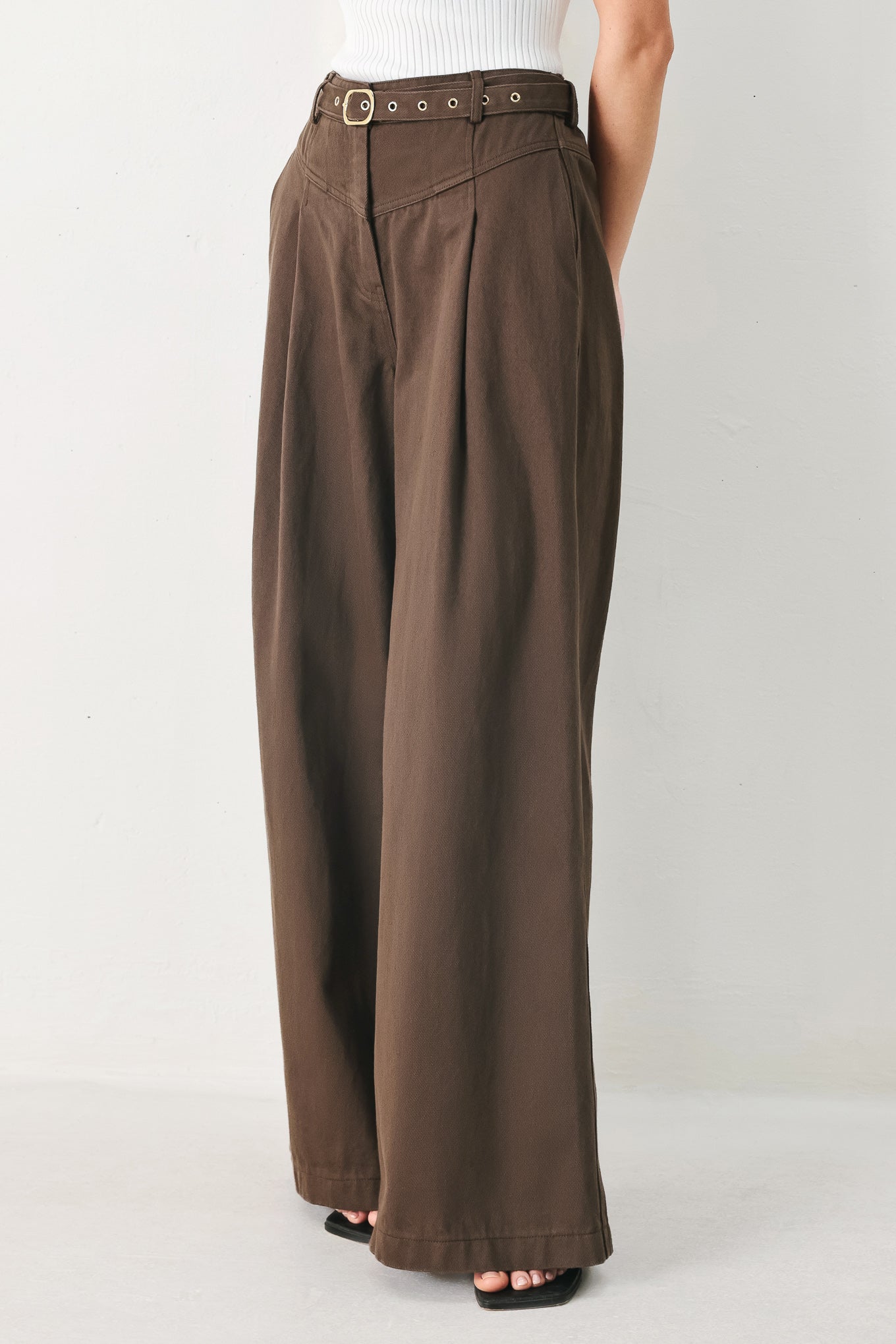 BROWN SUGAR STATEMENT WOVEN PANTS - Flying Tomato - Flyclothing LLC