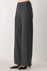CHARCOAL DOT CHARCOAL WIDE-LEG PANTS