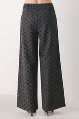 CHARCOAL DOT CHARCOAL WIDE-LEG PANTS