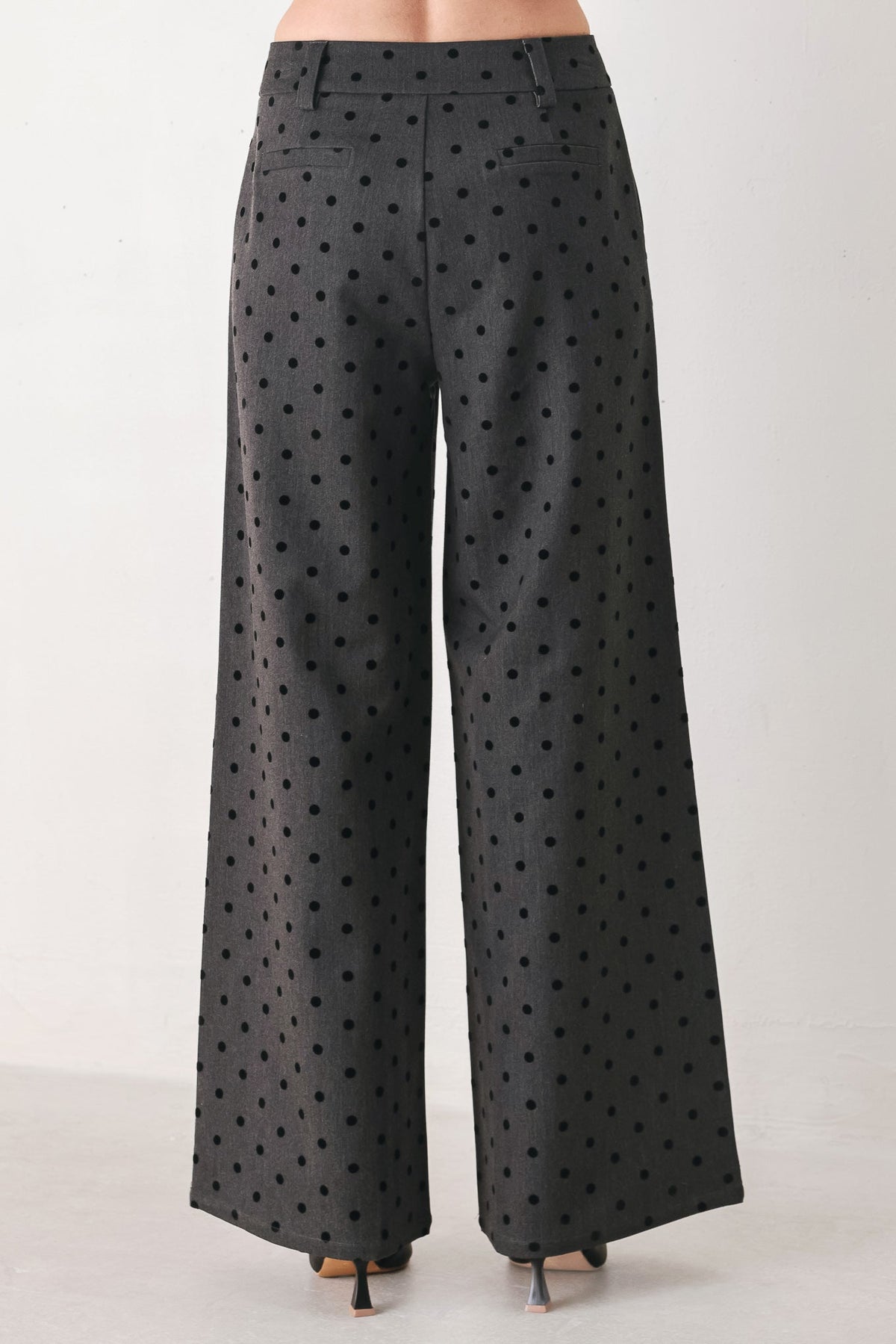 CHARCOAL DOT CHARCOAL WIDE-LEG PANTS