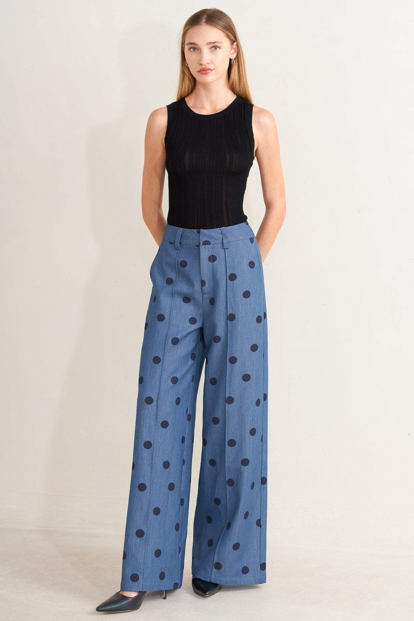 MIDNIGHT POLKA WOVEN PANTS - Flying Tomato - Flyclothing LLC