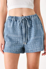 VINTAGE BANDANA DENIM SHORTS - Flying Tomato - Flyclothing LLC