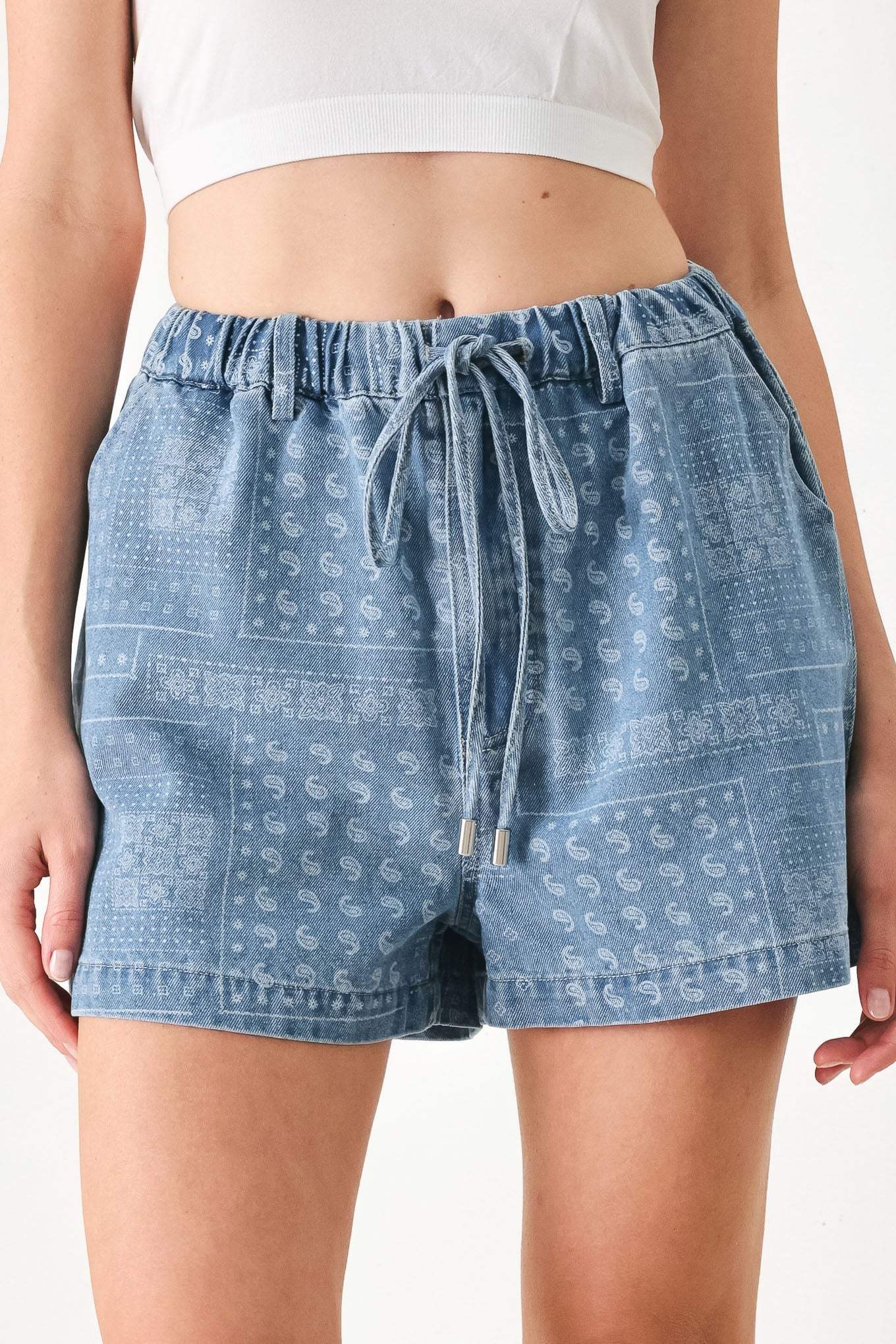 VINTAGE BANDANA DENIM SHORTS - Flying Tomato - Flyclothing LLC