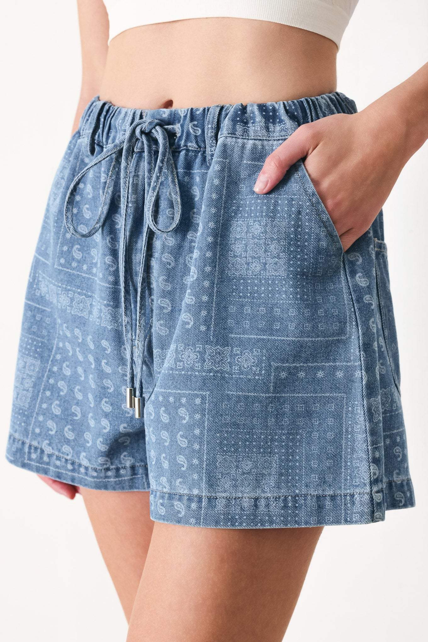 VINTAGE BANDANA DENIM SHORTS - Flying Tomato - Flyclothing LLC