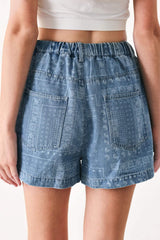 VINTAGE BANDANA DENIM SHORTS - Flying Tomato - Flyclothing LLC