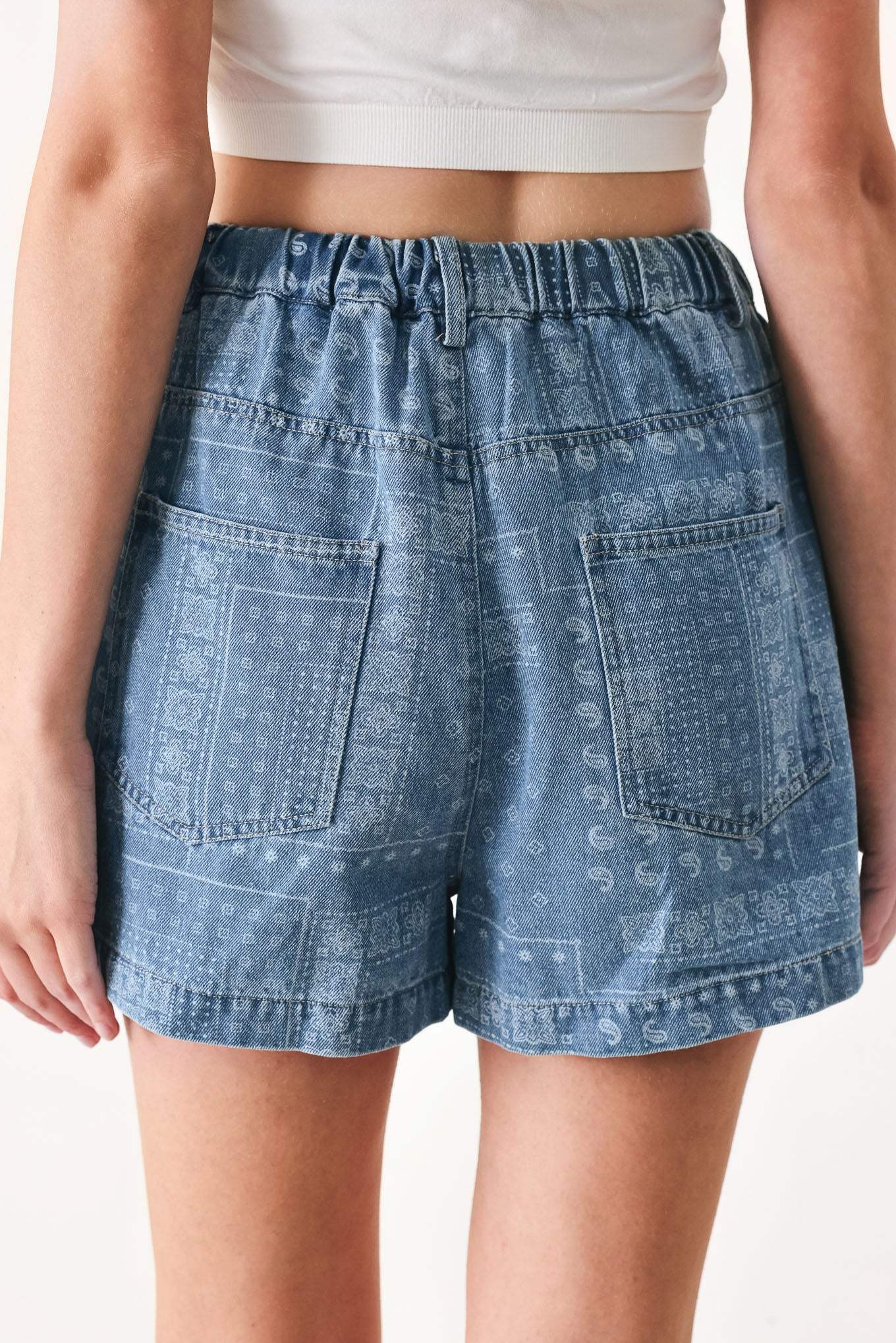 VINTAGE BANDANA DENIM SHORTS - Flying Tomato - Flyclothing LLC