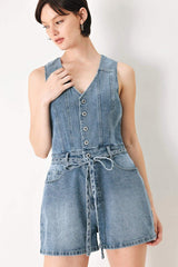 RELAXED CHIC DENIM ROMPER - Flying Tomato - Flyclothing LLC