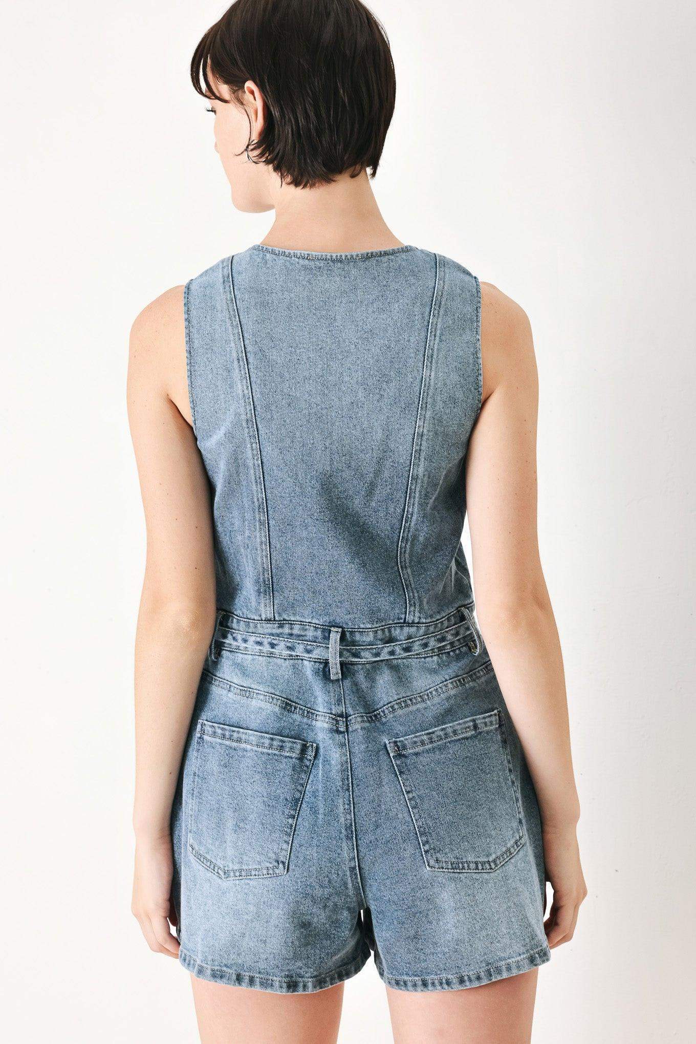 RELAXED CHIC DENIM ROMPER - Flying Tomato - Flyclothing LLC
