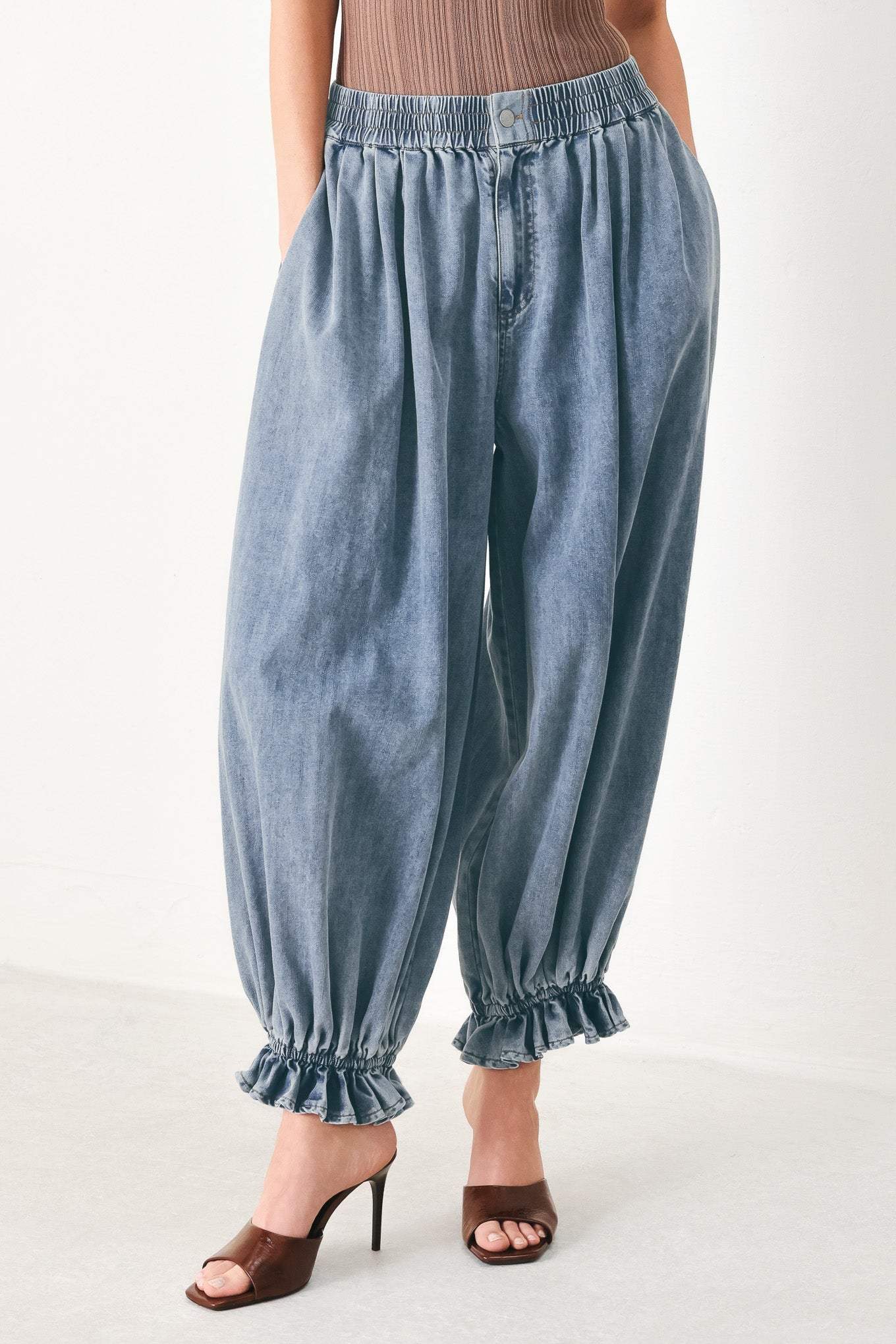 EASY VOLUME DENIM GENIE PANTS - Flying Tomato - Flyclothing LLC
