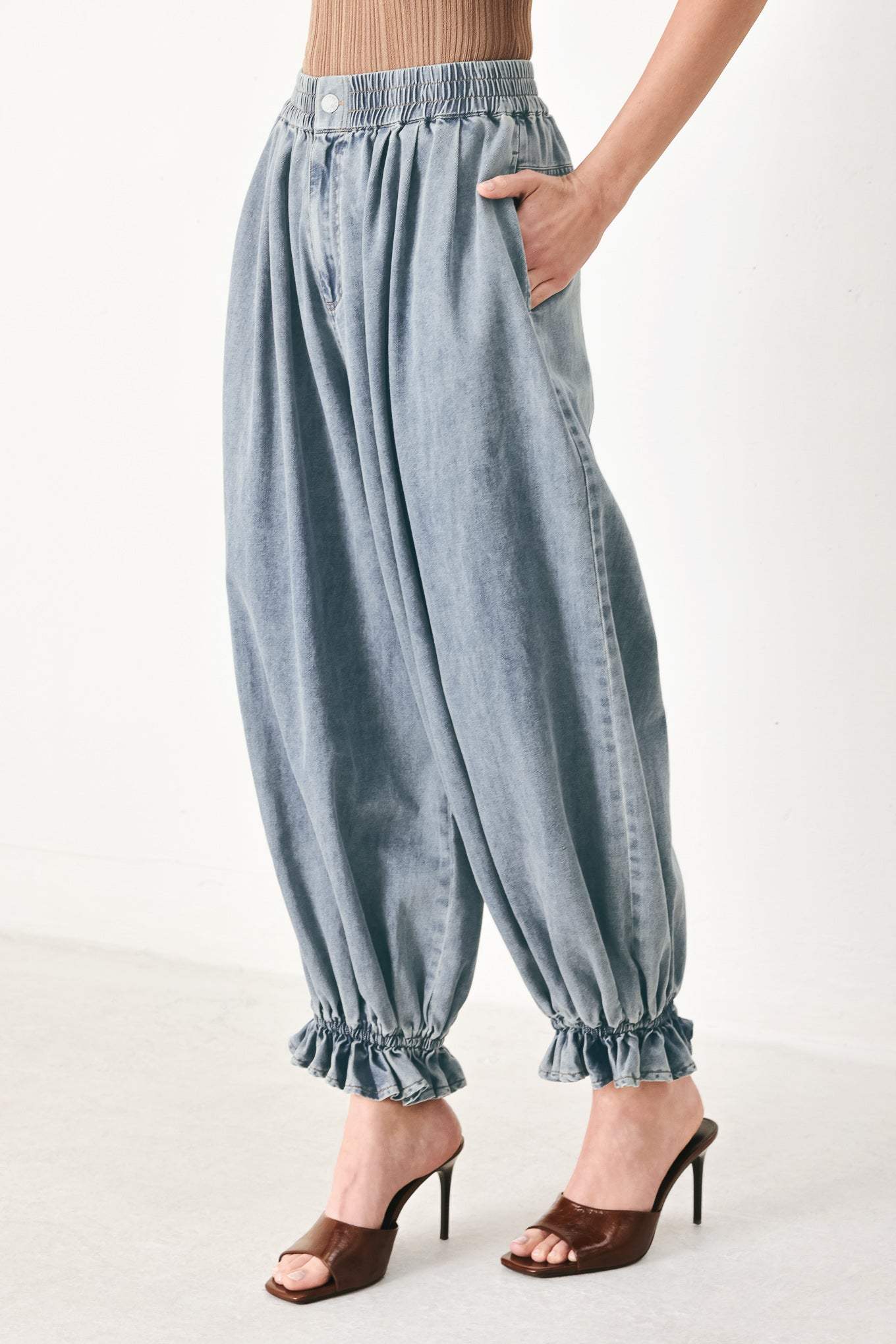 EASY VOLUME DENIM GENIE PANTS - Flying Tomato - Flyclothing LLC