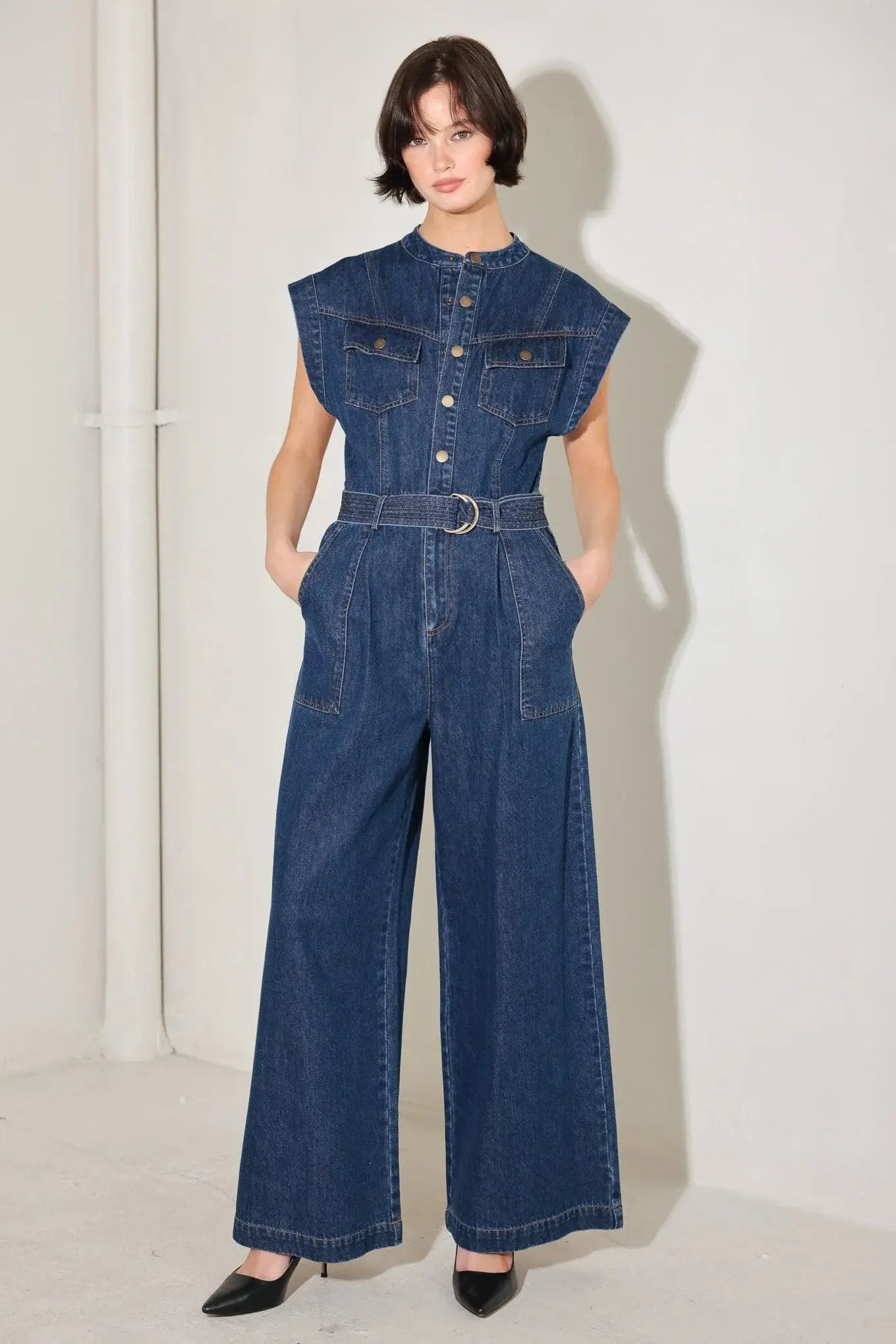 TRUE BLUE LOVE DENIM JUMPSUIT - Flying Tomato - Flyclothing LLC