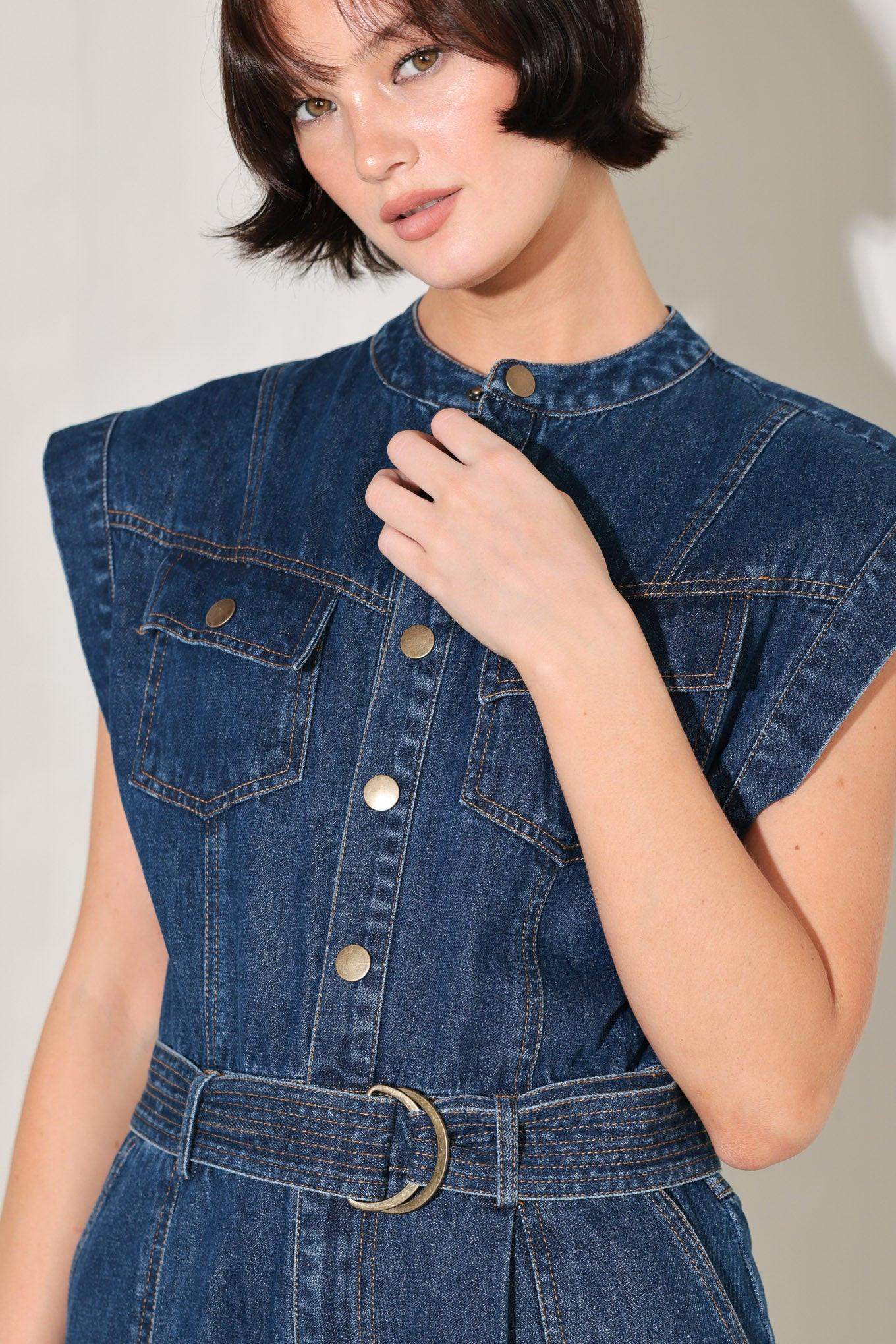 TRUE BLUE LOVE DENIM JUMPSUIT - Flying Tomato - Flyclothing LLC