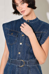 TRUE BLUE LOVE DENIM JUMPSUIT - Flying Tomato - Flyclothing LLC