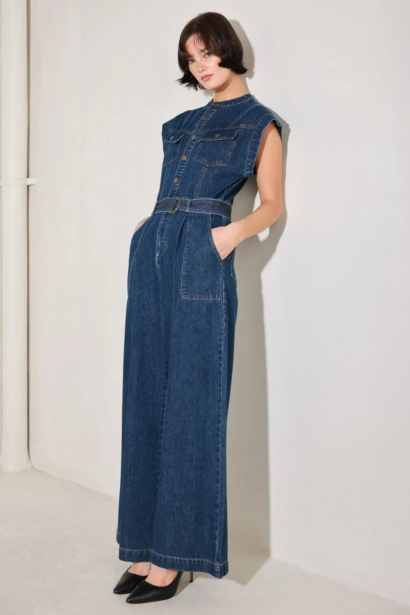 TRUE BLUE LOVE DENIM JUMPSUIT - Flying Tomato - Flyclothing LLC