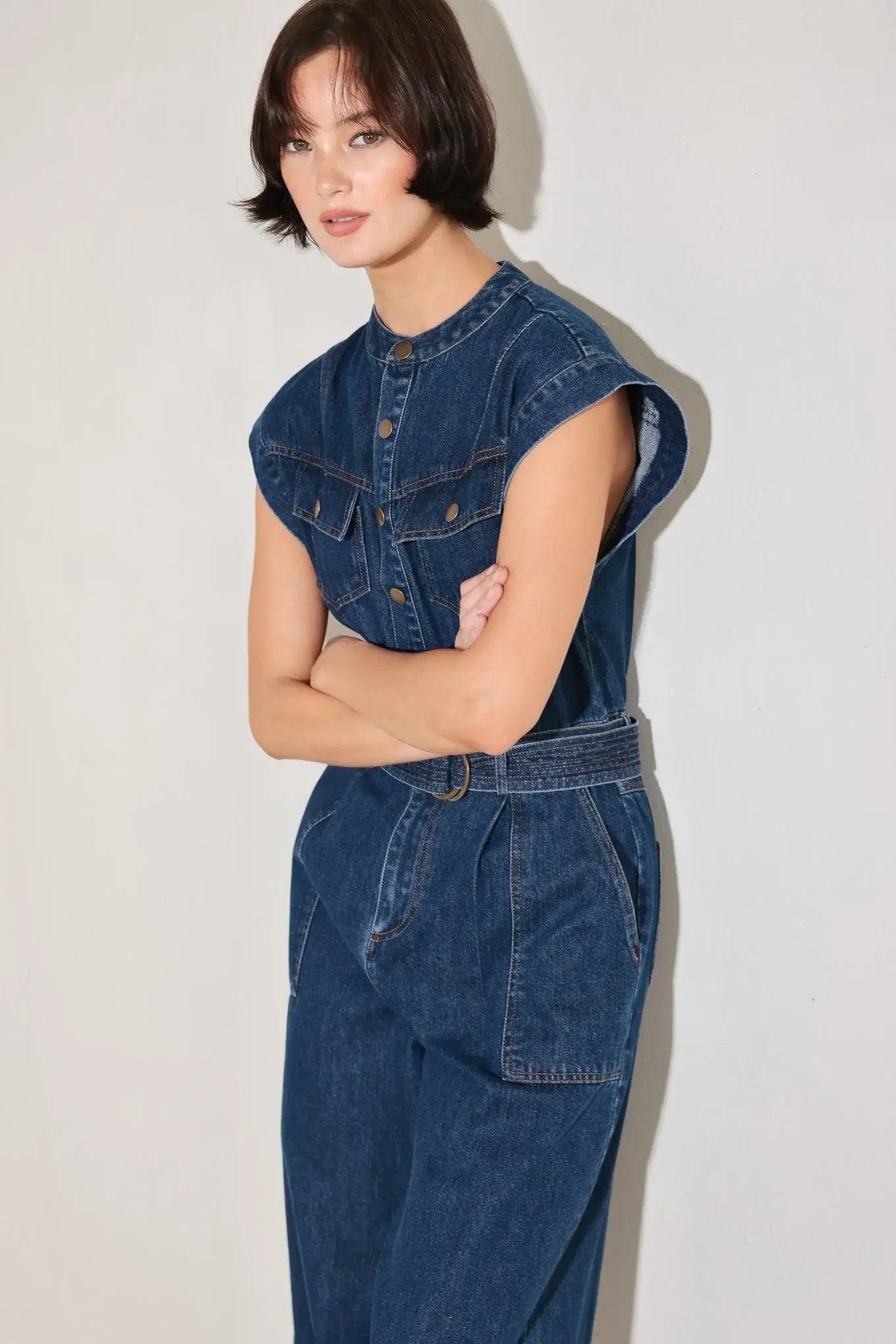 TRUE BLUE LOVE DENIM JUMPSUIT - Flying Tomato - Flyclothing LLC