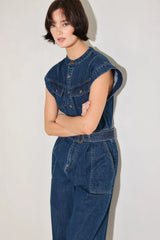 TRUE BLUE LOVE DENIM JUMPSUIT - Flying Tomato - Flyclothing LLC