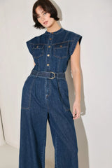 TRUE BLUE LOVE DENIM JUMPSUIT - Flying Tomato - Flyclothing LLC