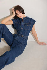 TRUE BLUE LOVE DENIM JUMPSUIT - Flying Tomato - Flyclothing LLC