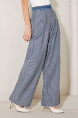 MARINA PINSTRIPE WOVEN SEERSUCKER PANTS - Flying Tomato - Flyclothing LLC