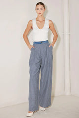 MARINA PINSTRIPE WOVEN SEERSUCKER PANTS - Flying Tomato - Flyclothing LLC