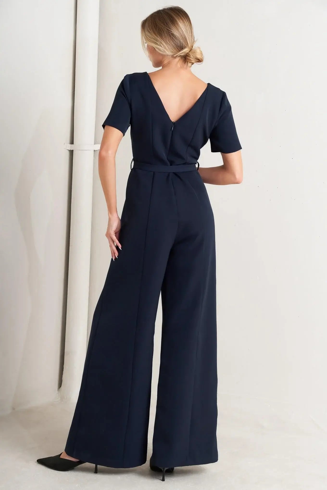 FOREVER FLATTERING NAVY WOVEN JUMPSUIT - Flying Tomato - Flyclothing LLC