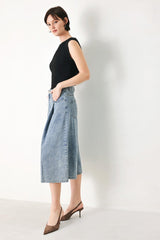 SKY CHARMER DENIM CULOTTE PANTS