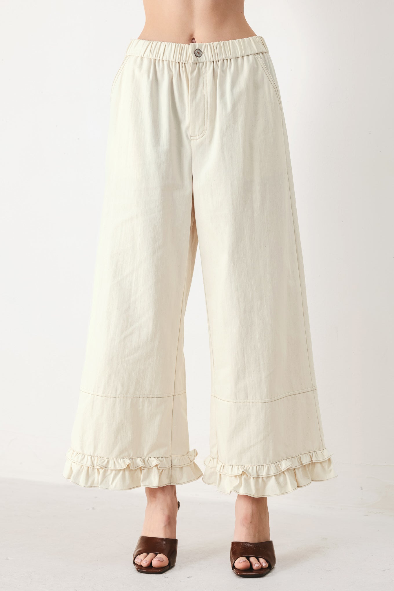 SUNDAY SOFT FLOW WOVEN CULOTTE PANTS - Flying Tomato - Flyclothing LLC