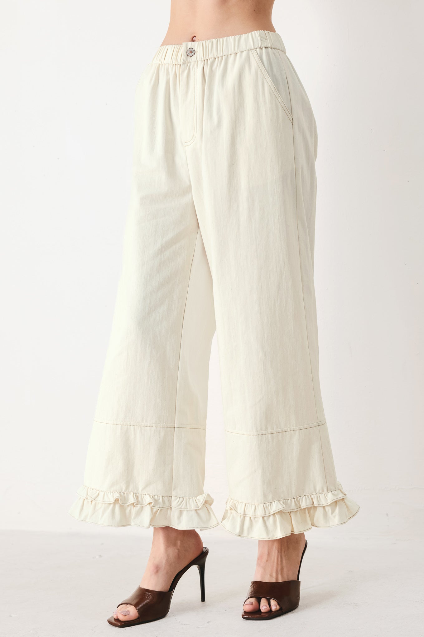 SUNDAY SOFT FLOW WOVEN CULOTTE PANTS - Flying Tomato - Flyclothing LLC