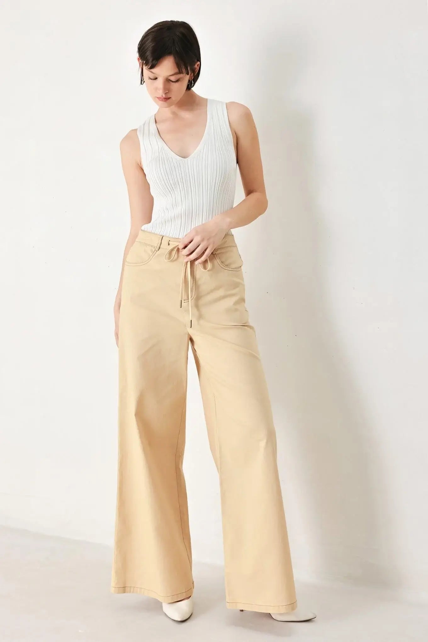 MODERN SAND WOVEN PANTS - Flying Tomato - Flyclothing LLC