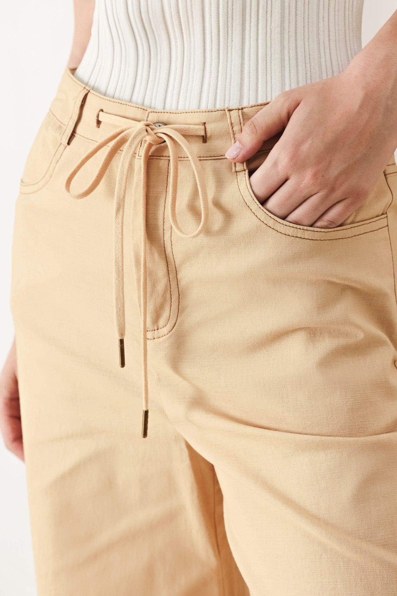 MODERN SAND WOVEN PANTS - Flying Tomato - Flyclothing LLC